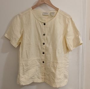 Linen short sleeve button up with pockets